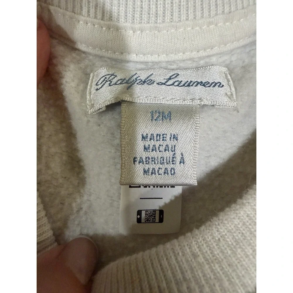 Ralph Lauren Polo Bear Gardening Graphic Crewneck Pullover Fleece Sweatshirt 12M